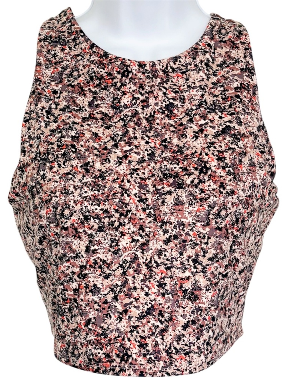 ATHLETA Cropped Tank Sports Bra Pink Abstract Medium Padded Athleisure